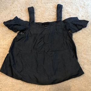 Sanctuary Chambray Shoulder Top